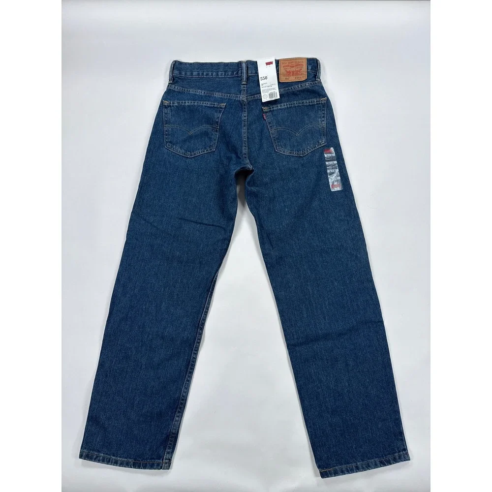 Levis Mens 550 Relaxed Fit Jeans 34x32 Blue Tapered Leg Deadstock Medium Wash